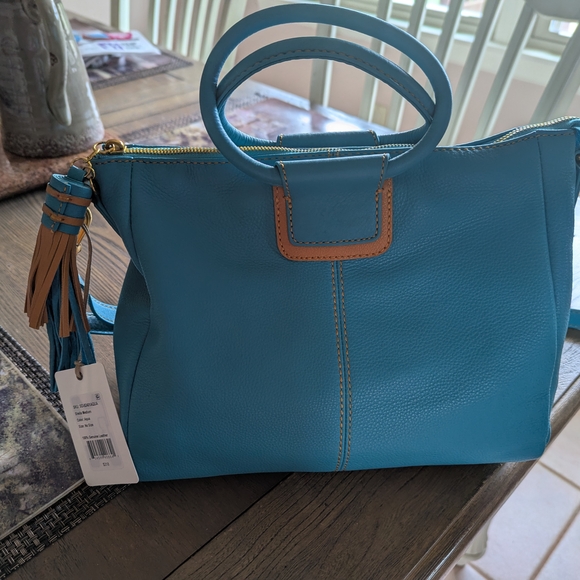 HOBO Blue and Brown Crossbody Bag with Leather Accents - Picture 2 of 4